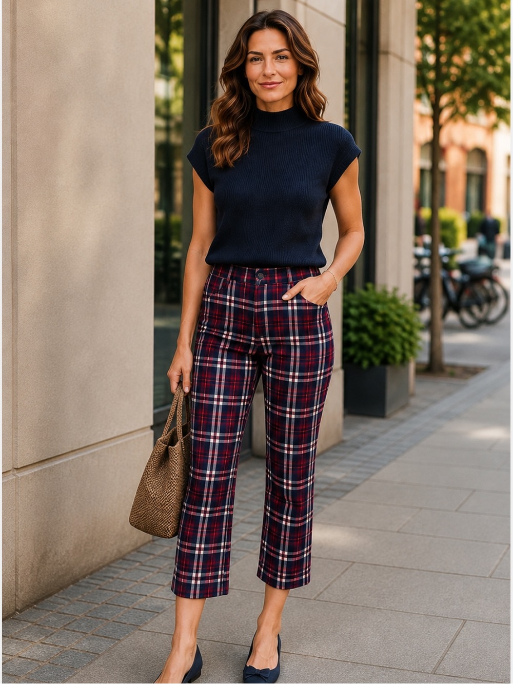 NWT Oat Women’s Wallace Plaid Ankle‎ Pants Classic Preppy Casual